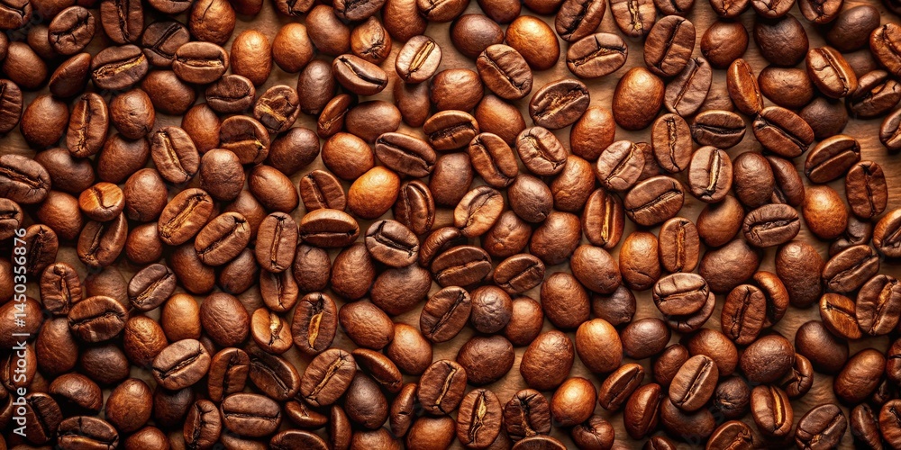 Poster a close-up shot of roasted coffee beans, displaying their rich brown color and intricate details, cr