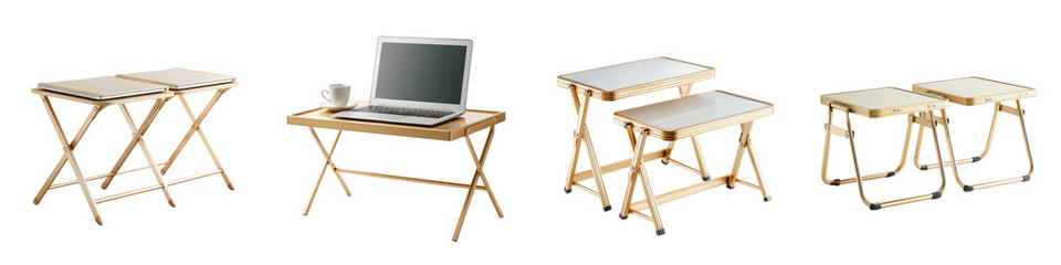 Versatile wooden desks and laptop stands for modern workspaces