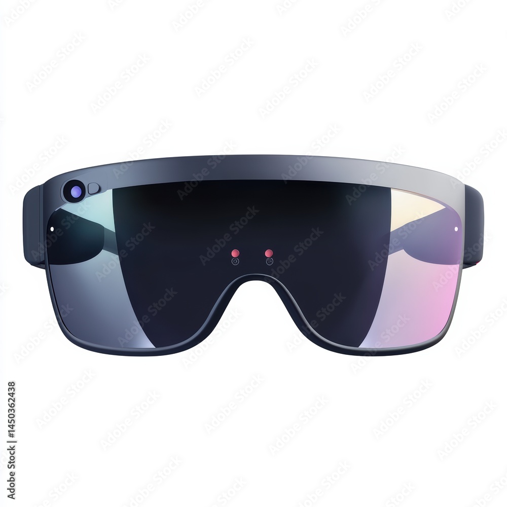 Poster sleek smart glasses with mirrored lenses and built-in camera, designed for augmented reality and wea