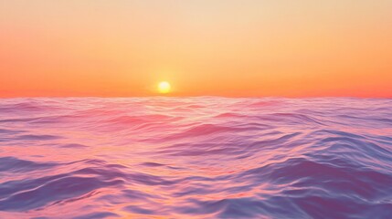A serene, pastel sunset over a calm ocean.