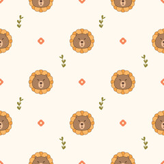 Face capybara in flower cartoon so cute. On flower background. Pattern seamless vector illustration. 