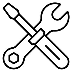 Wrench and Screwdriver Tools Crossed Symbolizing Repair Service and Maintenance