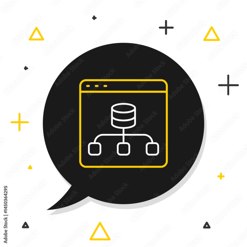 Poster line server, data, web hosting icon isolated on white background. colorful outline concept. vector