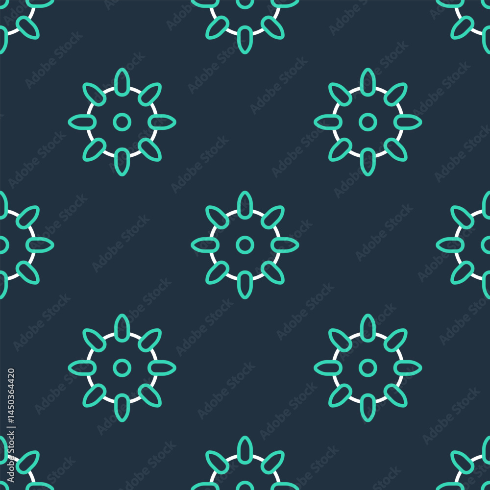 Poster line set of false nails for manicure icon isolated seamless pattern on black background. varnish col