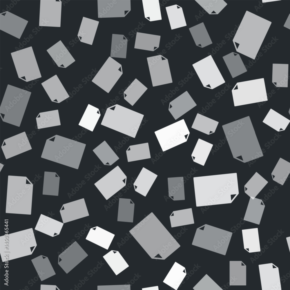 Poster grey empty document icon isolated seamless pattern on black background. checklist icon. business con
