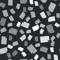 Grey Empty document icon isolated seamless pattern on black background. Checklist icon. Business concept. Vector