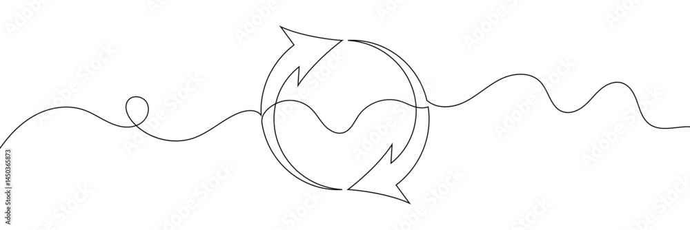 Poster continuous one line drawing of arrow pointing left and right. black thin line of two directions arro