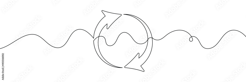 Poster continuous one line drawing of arrow pointing left and right. black thin line of two directions arro