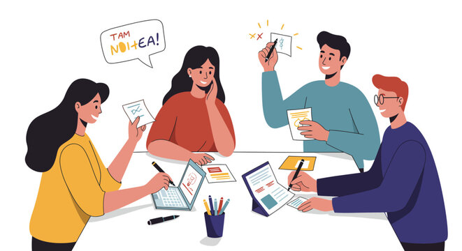 Collaborative Team Brainstorming Session with Ideas