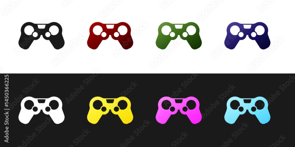 Poster set gamepad icon isolated on black and white background. game controller. vector