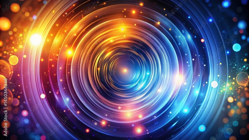 Poster abstract circular composition of glowing light and color