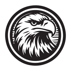 Eagle Head in Monochrome Circular Emblem Style