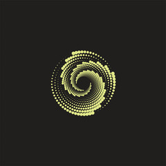 yellow Spiral Dot Halftone Circle Design – Abstract Vector Art Element