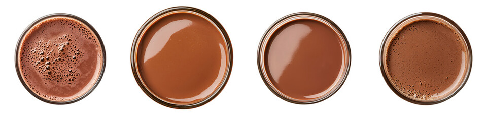 Creamy and smooth chocolate drinks in ceramic mugs