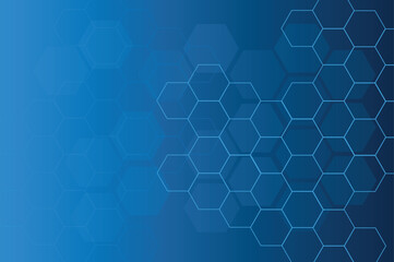 Blue background, light, hexagon Blue pastel medical and tech background with hexagon pattern and bright sparkles. Realistic vector abstract bg with honeycomb geometric cell texture