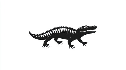 Naklejka premium Silhouetted Alligator Profile, Minimalist Design