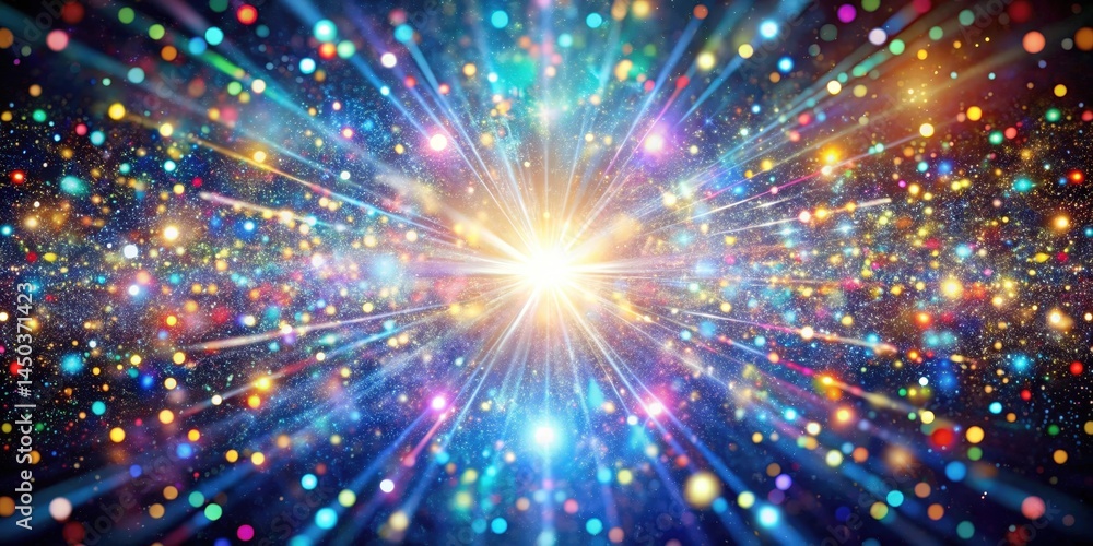 Aufkleber A vibrant and mesmerizing display of radiant light beams and scattered bokeh, creating a dynamic and energetic composition.