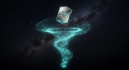 Fototapeta premium Space shield galaxy particles nebula cosmos universe starfield celestial background wallpaper design