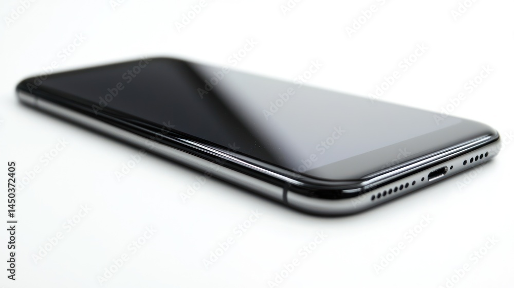 Poster modern black border smartphone display with rounded edges on white background