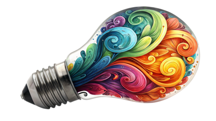 colorful abstract lightbulb isolated