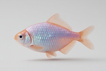 Obraz premium close-up of single fish swimming gracefully against blank white backdrop