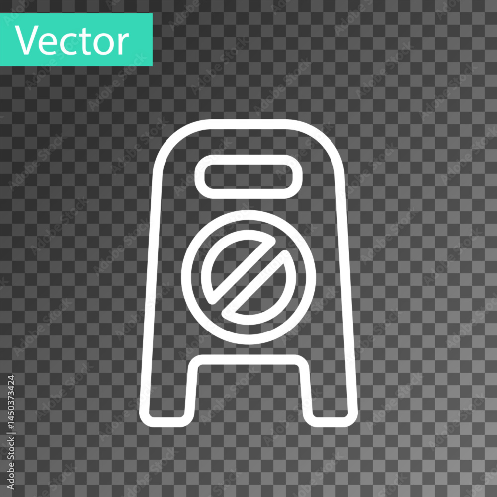 Poster white line wet floor and cleaning in progress icon isolated on transparent background. cleaning serv