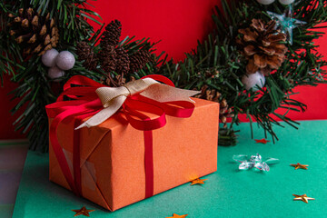 Christmas present concept in bright packaging