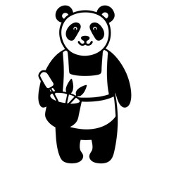panda bear with a bamboo