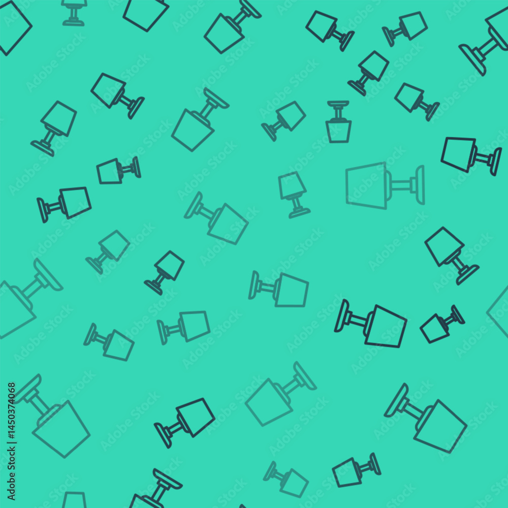 Aufkleber black line table lamp icon isolated seamless pattern on green background. desk lamp. vector