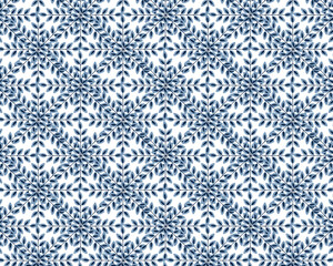 Ceramic tile pattern, Seamless porcelain decor, Chinaware background, Blue and white floral backdrop for design floor, wall, texture, fabric, paper, tiled, vector illustration, Modern indigo wallpaper