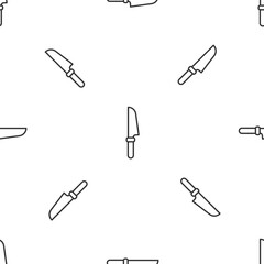 Grey line Knife icon isolated seamless pattern on white background. Cutlery symbol. Vector
