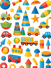 Naklejka premium Children toy set vector object