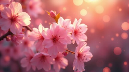 Obraz premium Cherry blossoms blooming softly against a dreamy background 