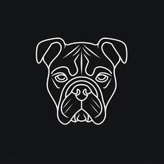 Naklejka premium Elegant Line Art Bulldog Head Illustration on Black