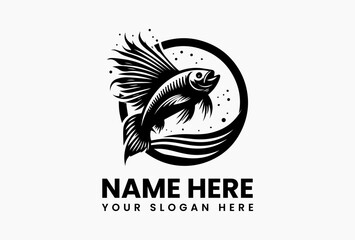 Obraz premium Stylized Fish on Hook Vector Graphic. Modern Fishing Design