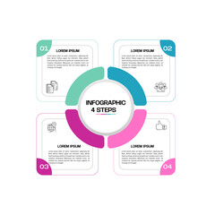 Circle chart infographic template with 4 options for presentations business. Vector illustration Eps	
