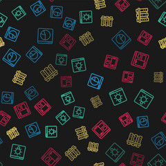 Set line Graph chart infographic, Browser window, Server and Web developer programming code on seamless pattern. Vector