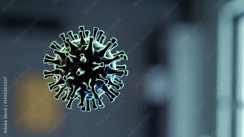 Aufkleber microscopic visualization revealing coronavirus covid 19 mutation transforming color while gently ro