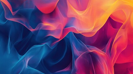 Abstract vibrant blue, orange, and pink swirling fabric texture.