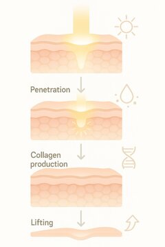 Fractional laser treatment stimulating collagen production and tightening skin, achieving a lifting effect, promoting younger-looking skin through effective penetration and hydration