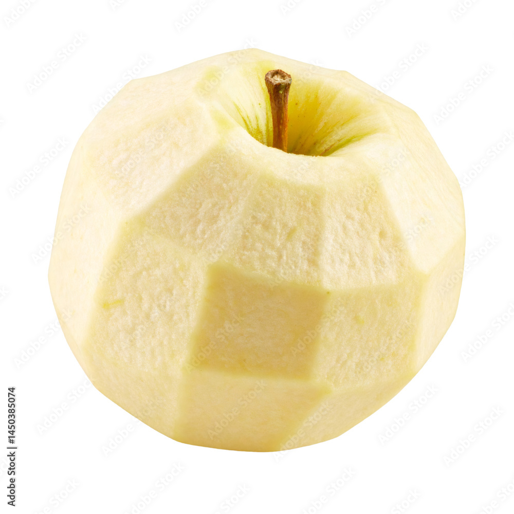 Poster peeled apple floating on transparent background with clipping path