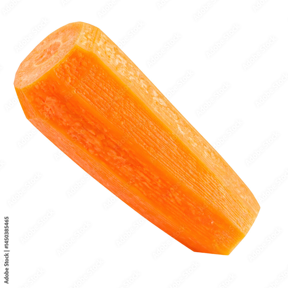 Poster Peeled Carrot Floating on Transparent Background with Clipping Path