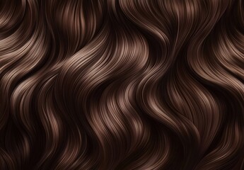 Fototapeta premium Realistic - style picture of shiny dark - brown wavy hair with smooth and layered strands, no background