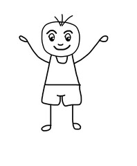 hand drawn cute  little man isolated in transperant background