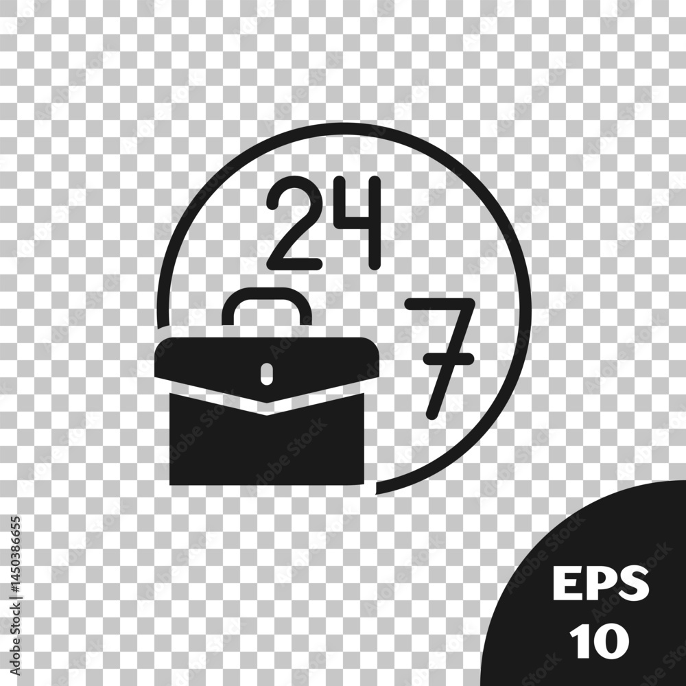 Poster black always busy icon isolated on transparent background. vector