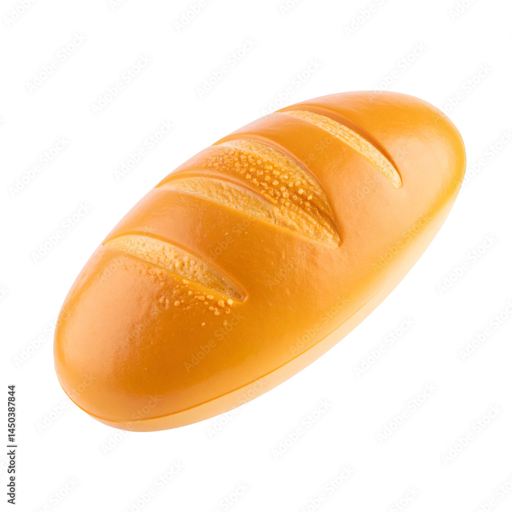 Poster plastic bread loaf floating on transparent background with clipping path