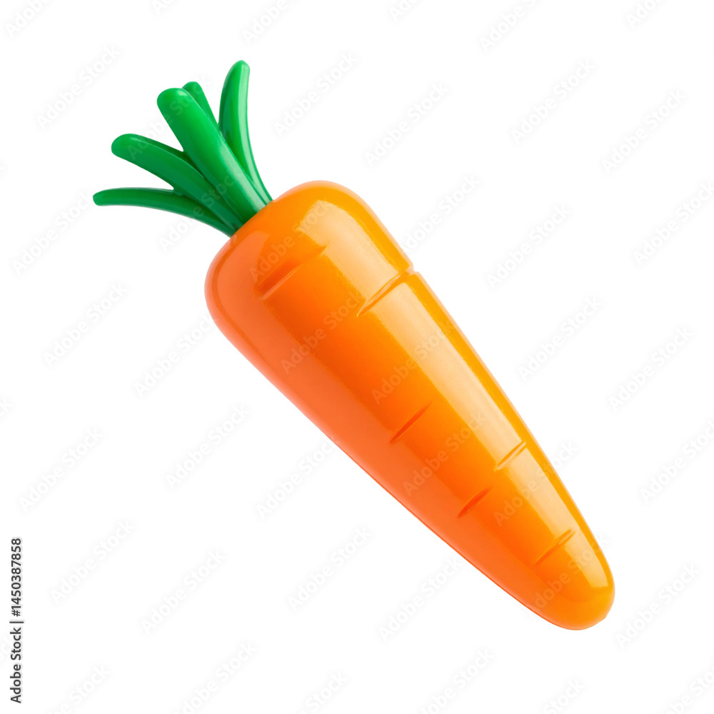 Poster plastic carrot floating on transparent background with clipping path