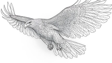 Majestic bird in flight, detailed wings