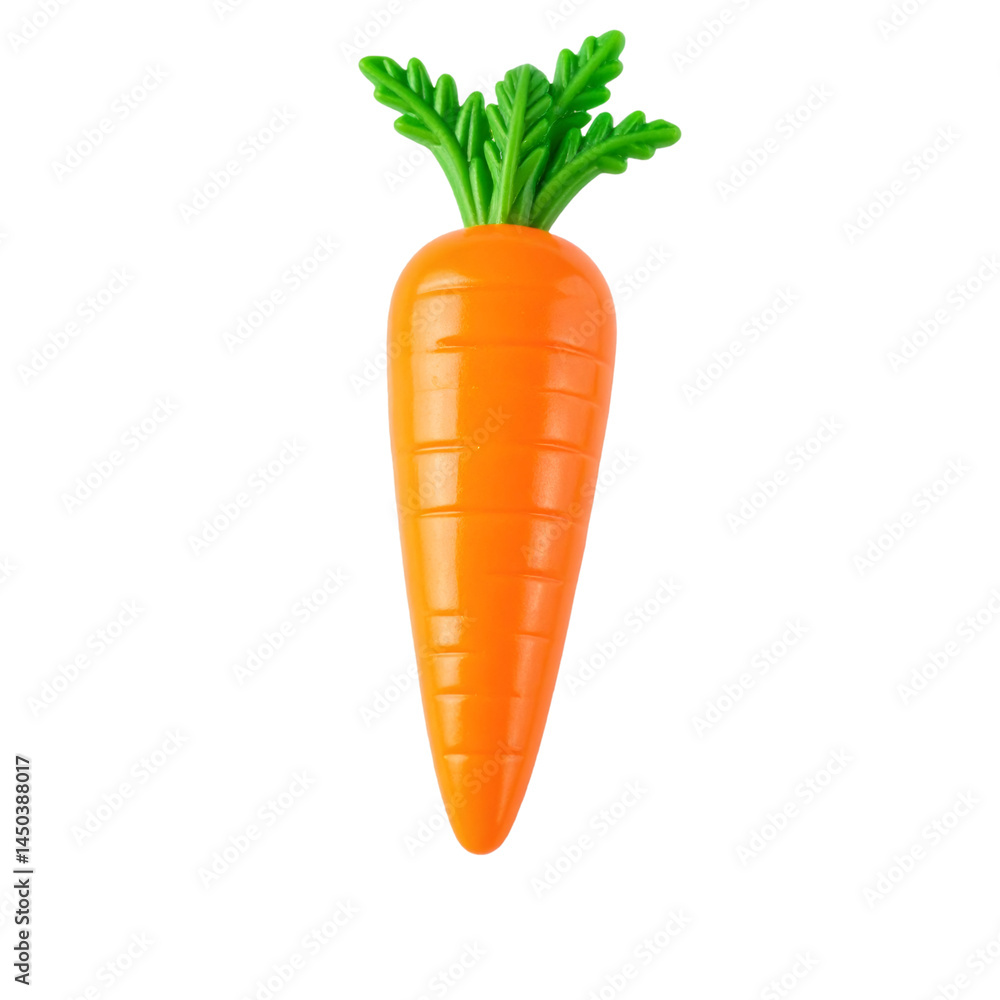 Poster plastic carrot floating on transparent background with clipping path