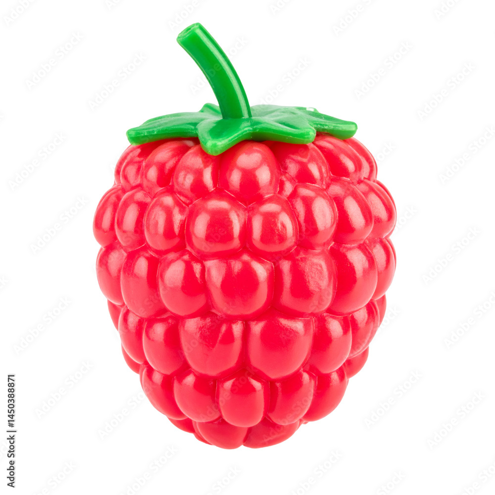 Poster Plastic Raspberry Floating on Transparent Background with Clipping Path